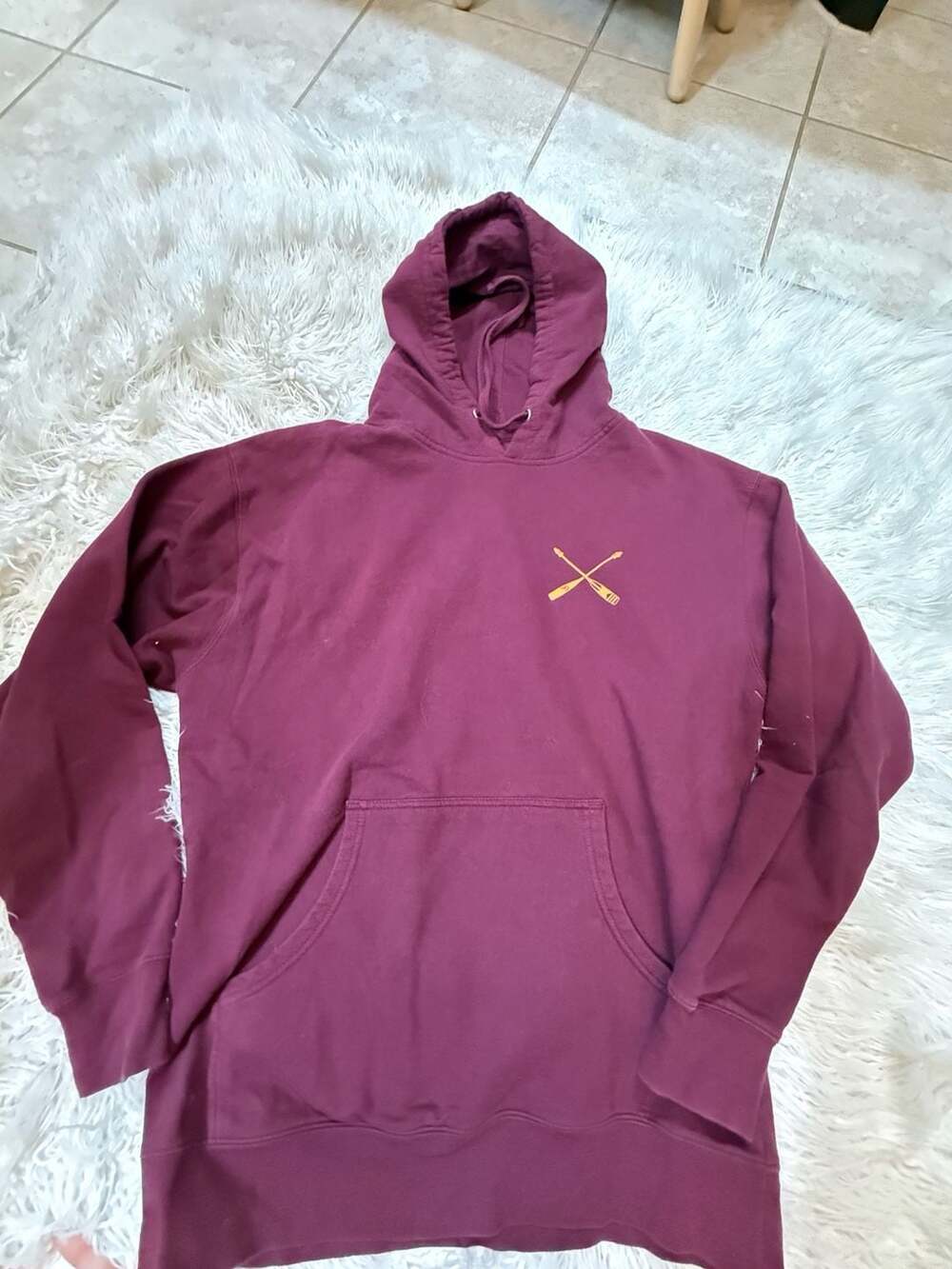 Pendleton Large Maroon Hoodie Woolen Mills with Crossed Oars Rowing